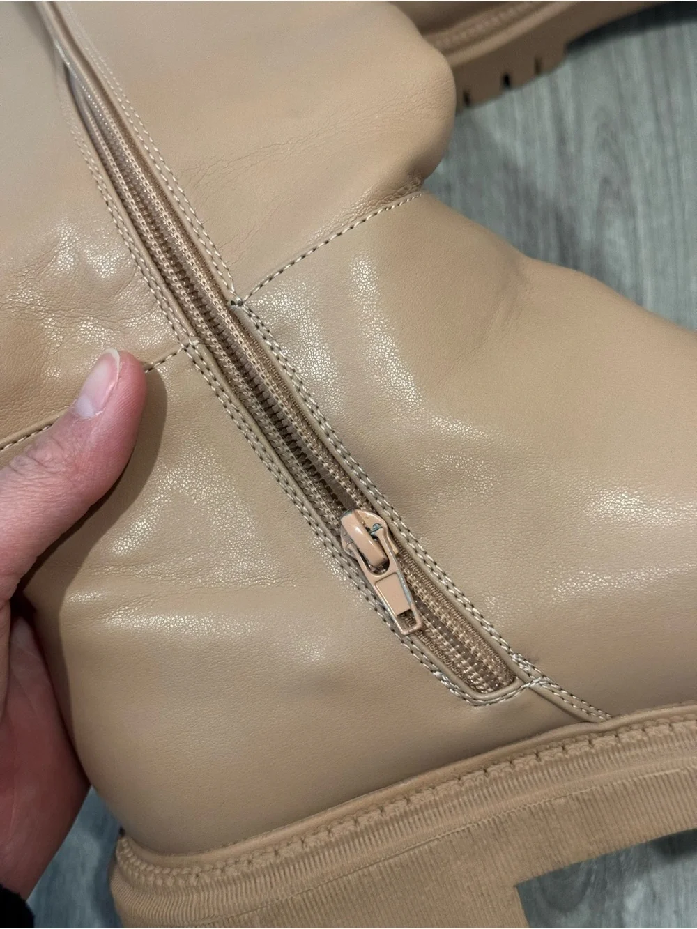 ASOS London Rebel Tan Chunky Lug Sole Knee High Boots Size 8
